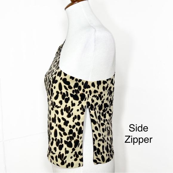 Róhe Leopard One Shoulder Pleated Puff Statement Sleeve Blouse, ROHE, XS, 34 - Picture 9 of 12